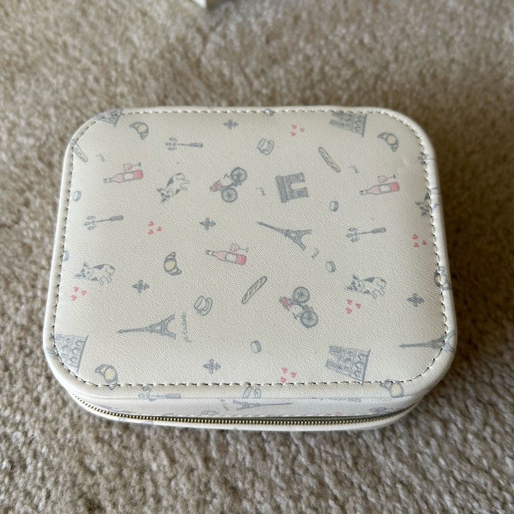 Small Travel Jewelry Case, French Themed